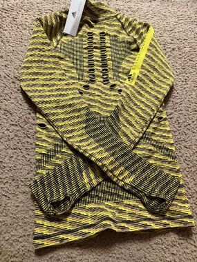 adidas Yellow and Black Training Long Sleeve Top